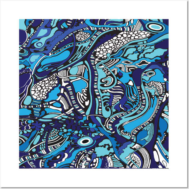 Blue Monochrome tree pattern Wall Art by BraveCoward